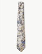 Marks & Spencer Pure Silk Floral Tie Yellow