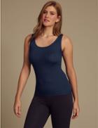 Marks & Spencer 2 Pack Thermal Pointelle Built Up Shoulder Vests Navy Mix