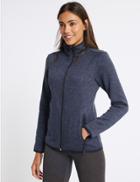 Marks & Spencer Knitted Contrasting Edge Fleece Jacket Navy