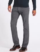 Marks & Spencer Straight Fit Pure Cotton Textured Chinos Grey