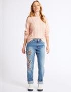 Marks & Spencer Petite Embroidered Mid Rise Jeans Indigo Mix