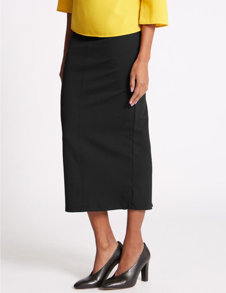 Marks & Spencer Column Ponte A-line Skirt Black
