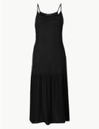 Marks & Spencer Crinkle Slip Midi Dress Black