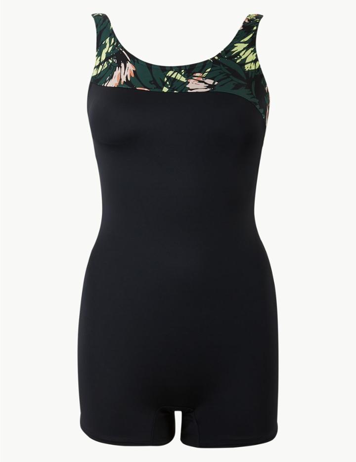 Marks & Spencer Active Non-wired Swimsuit Green Mix
