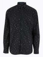 Marks & Spencer Pure Cotton Star Print Shirt Silver Mix