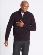 Marks & Spencer Chenille Half Zip Jumper Burgundy
