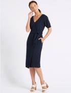 Marks & Spencer Half Sleeve Wrap Dress Navy