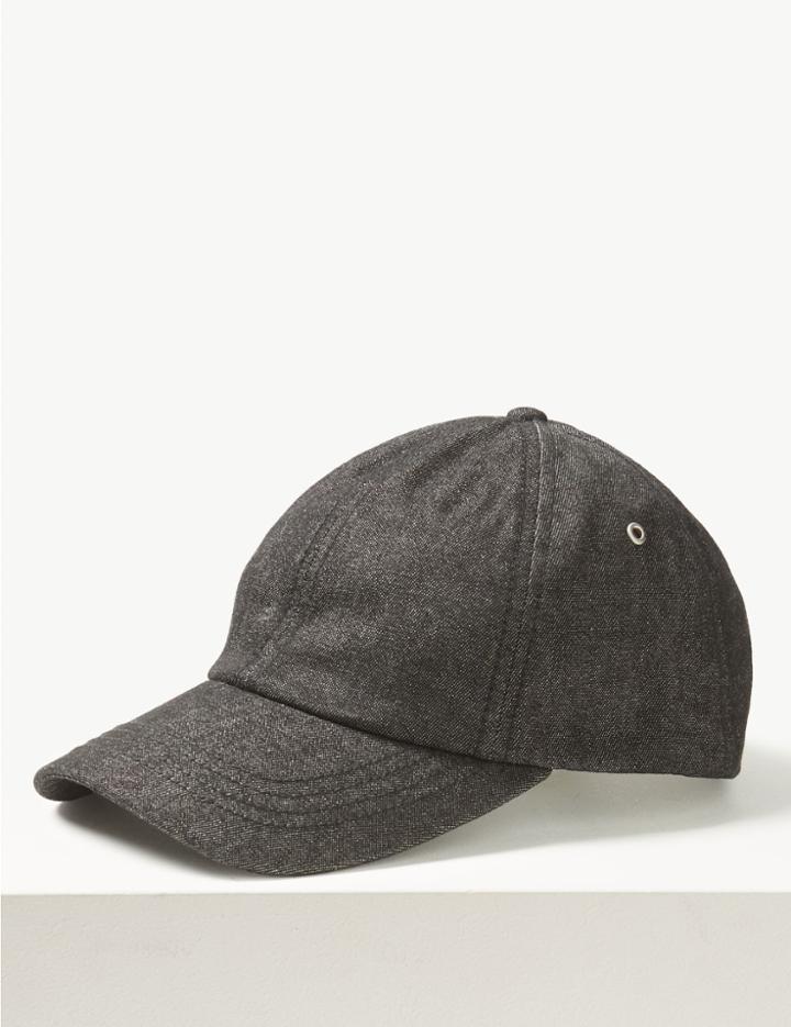 Marks & Spencer Pure Cotton Baseball Cap Black Denim