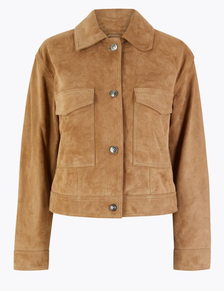Marks & Spencer Suede Trucker Jacket Caramel