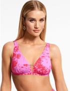 Marks & Spencer Floral Print Non-wired Plunge Bikini Top Pink Mix