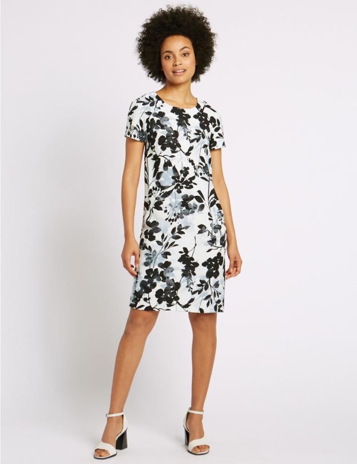 Marks & Spencer Floral Print Shift Dress Blue Mix