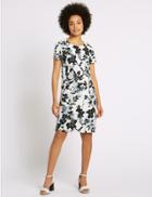 Marks & Spencer Floral Print Shift Dress Blue Mix