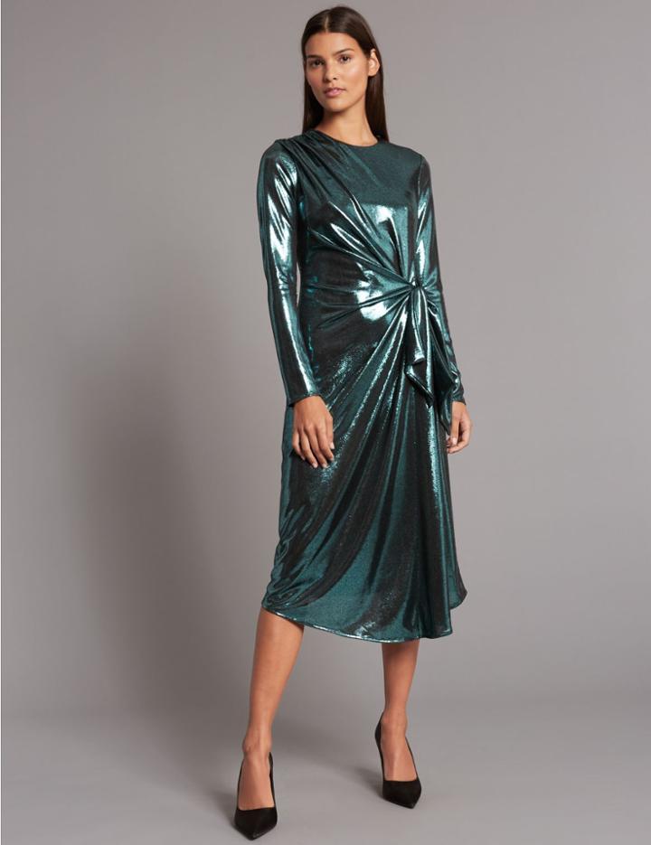 Marks & Spencer Sparkly Long Sleeve Bodycon Midi Dress Teal