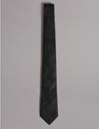 Marks & Spencer Pure Silk Floral Jacquard Tie Black