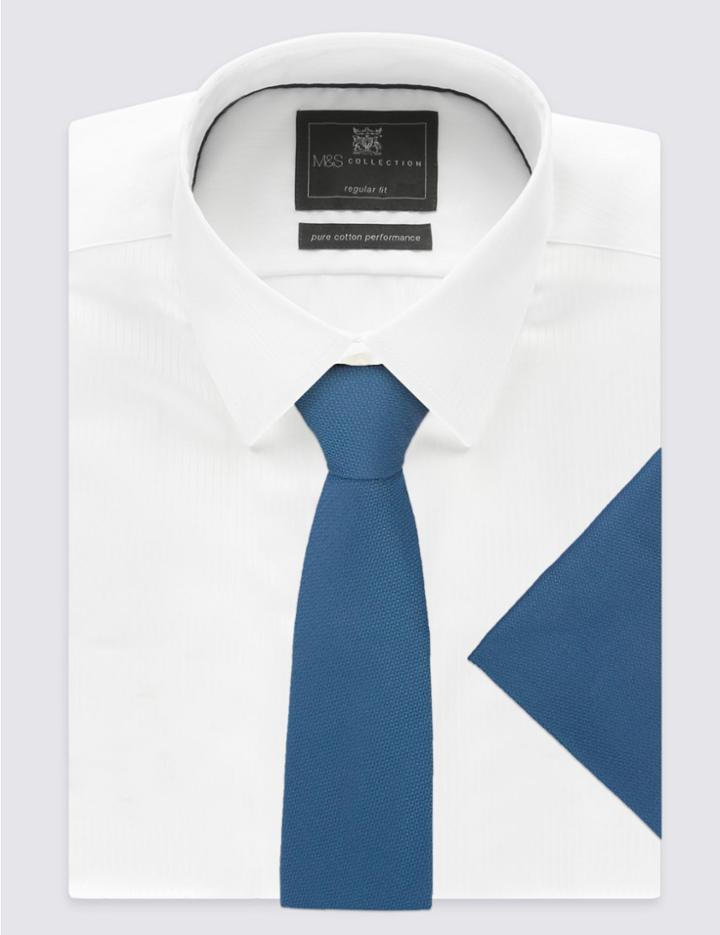 Marks & Spencer Pure Silk Neat Tie Blue Mix