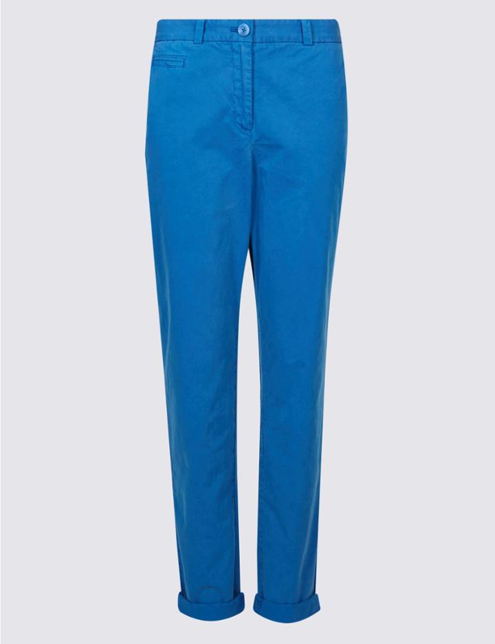 Marks & Spencer Pure Cotton Tapered Chinos Bright Blue