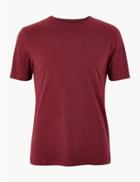 Marks & Spencer Slim Fit Pure Cotton Crew Neck T-shirt Plum