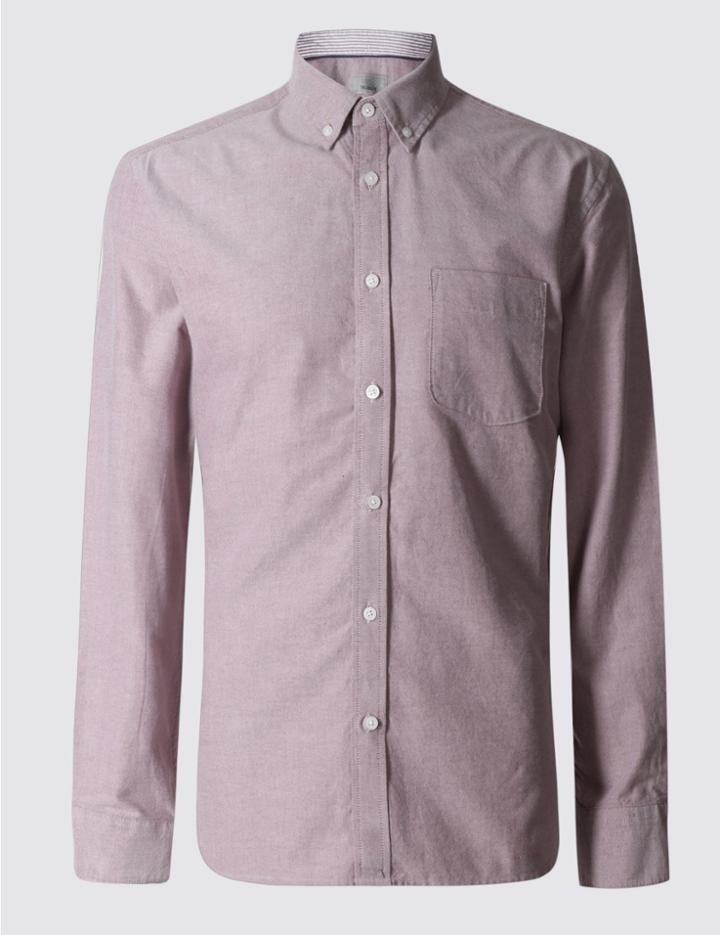 Marks & Spencer Pure Cotton Tailored Fit Oxford Shirt Crimson