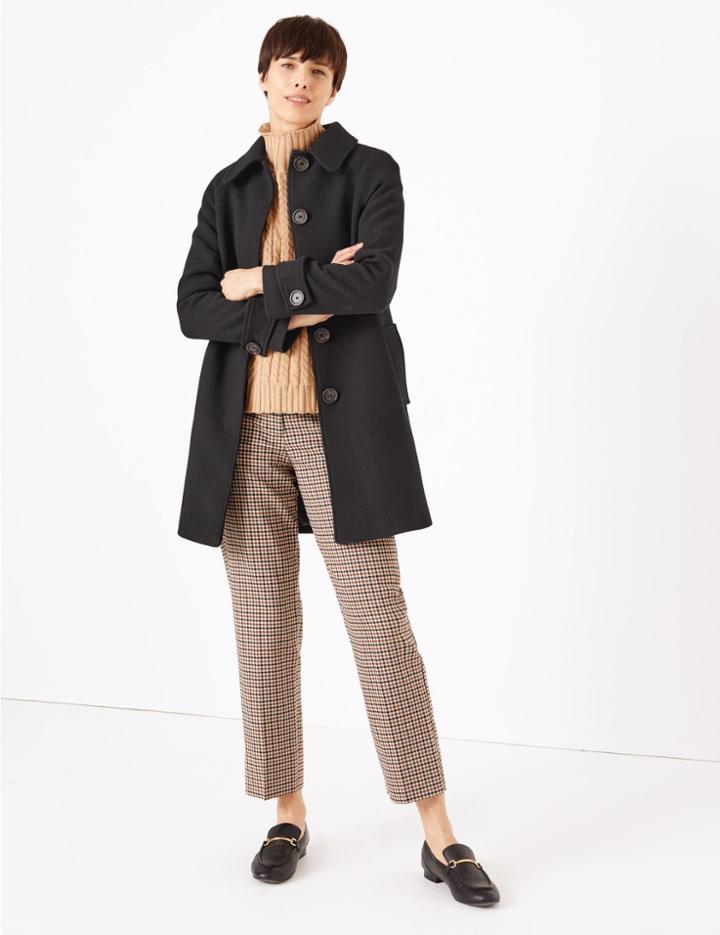 Marks & Spencer Wool Blend Overcoat Black
