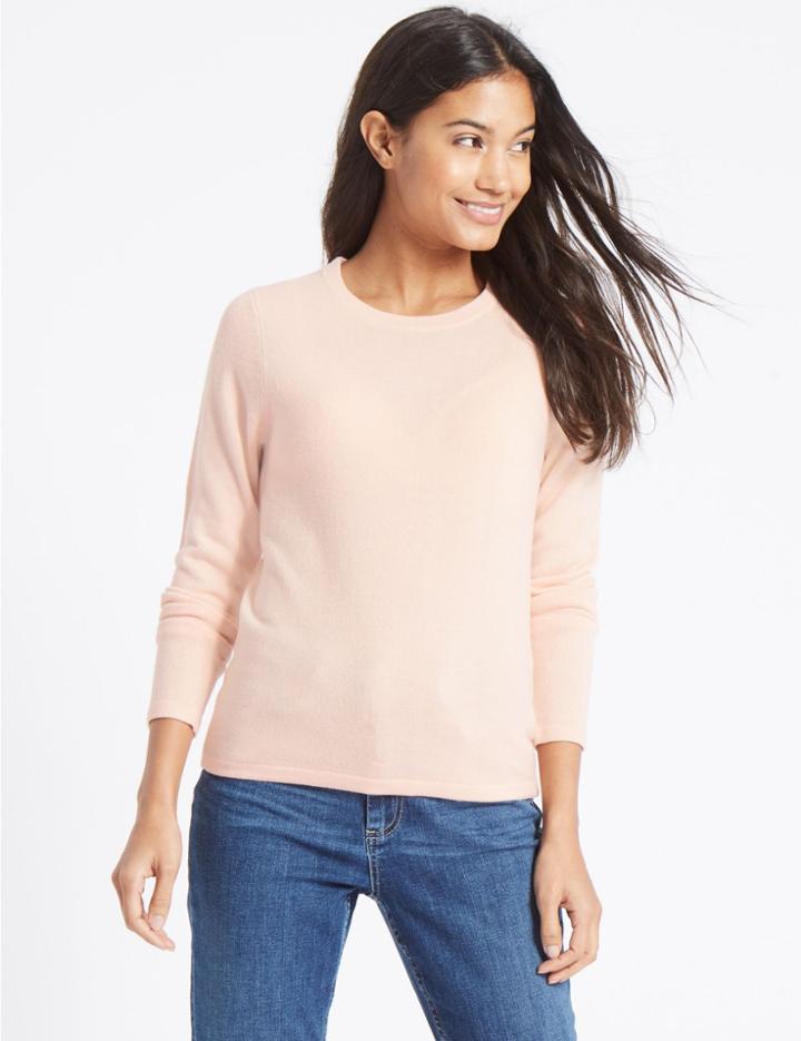 Marks & Spencer Soft Ribbed Round Neck Jumper Pale Pink