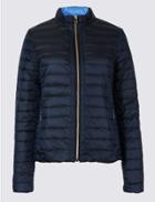 Marks & Spencer Feather & Down Quilted Reversible Jacket Indigo Mix