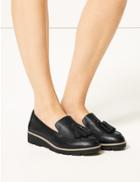 Marks & Spencer Wide Fit Leather Tassel Loafers Black