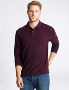 Marks & Spencer Pure Cotton Textured Polo Shirt Purple