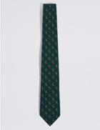 Marks & Spencer Wool Rich Novelty Tie Dark Green Mix