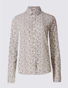 Marks & Spencer Ditsy Floral Print Long Sleeve Shirt Ivory Mix