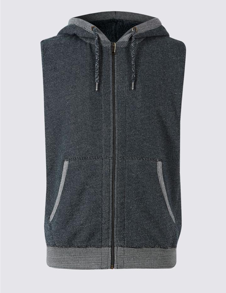 Marks & Spencer Zipped Through Fleece Jacket Denim Mix
