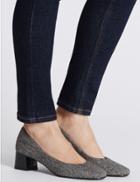 Marks & Spencer Block Heel Court Shoes Grey Mix