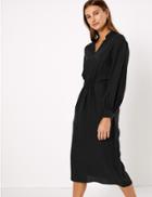 Marks & Spencer Waisted Midi Dress Black
