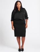 Marks & Spencer Curve Ponte Pencil Midi Skirt Black
