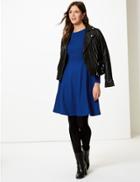 Marks & Spencer Ponte Long Sleeve Fit & Flare Mini Dress Cobalt