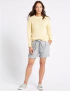 Marks & Spencer Pure Linen Textured Casual Shorts Grey Mix