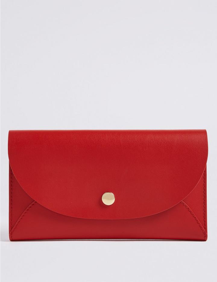 Marks & Spencer Leather Stud Fold Over Purse Red