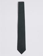 Marks & Spencer Wool Rich Herringbone Tie Green Mix