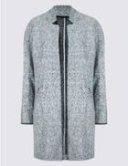 Marks & Spencer Textured Open Front Coat Grey Marl
