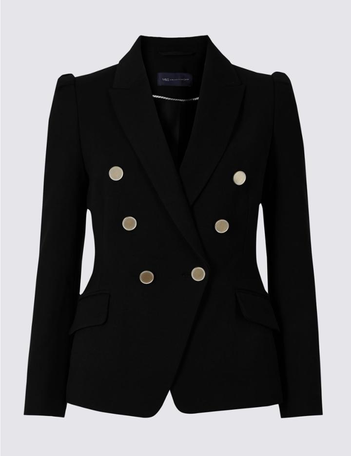 Marks & Spencer Petite Double Breasted Blazer Black