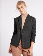 Marks & Spencer Checked 1 Button Jacket Navy Mix