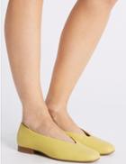 Marks & Spencer Leather High Cut Ballerina Pumps Lemon