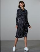 Marks & Spencer Pure Silk Striped Shirt Dress Navy Mix