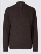 Marks & Spencer Pure Lambswool Textured Jumper Brown Marl