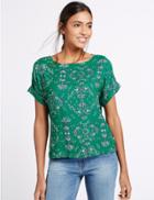 Marks & Spencer Ditsy Print Short Sleeve Shell Top Green Mix