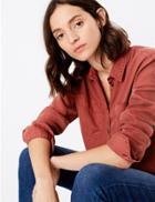 Marks & Spencer Button Detailed Patch Pocket Shirt Soft Spice