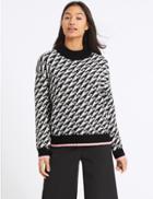 Marks & Spencer Cotton Blend Dogtooth Textured Jumper Cream Mix