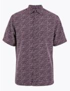 Marks & Spencer Geometric Print Relaxed Fit Shirt Purple