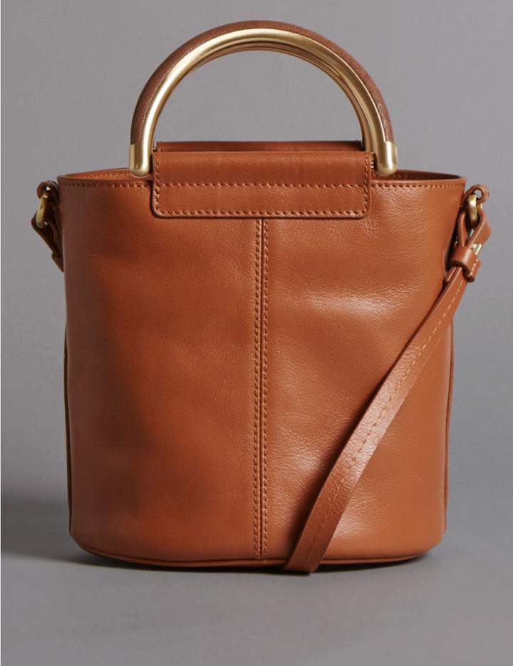 Marks & Spencer Pure Leather Shoulder Bag Conker
