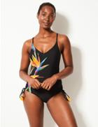 Marks & Spencer Birds Of Paradise Padded Plunge Swimsuit Black Mix