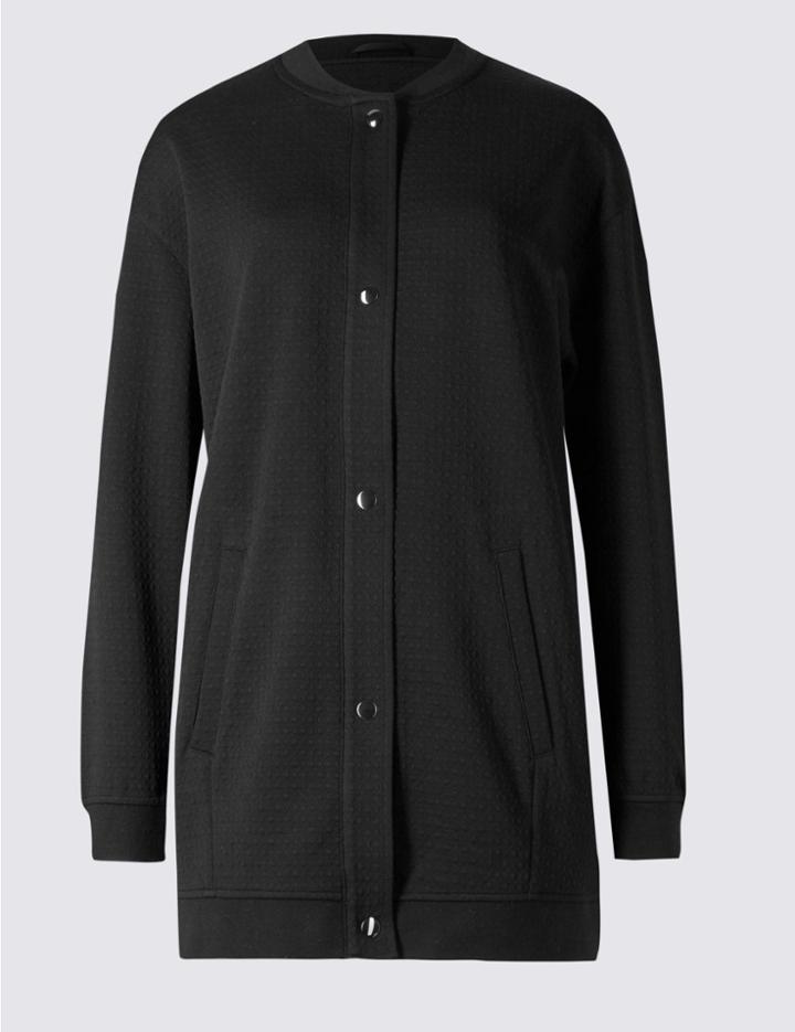 Marks & Spencer Longline Jersey Bomber Jacket Black